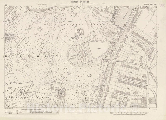 Historic Map : Ordnance Survey Maps, London, Five feet to The Mile. London Sheet X.21, 1895 City Atlas - Vintage Wall Art