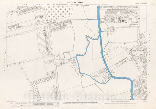 Historic Map : Ordnance Survey Maps, London, Five feet to The Mile. London Sheet X.88, 1895 City Atlas - Vintage Wall Art