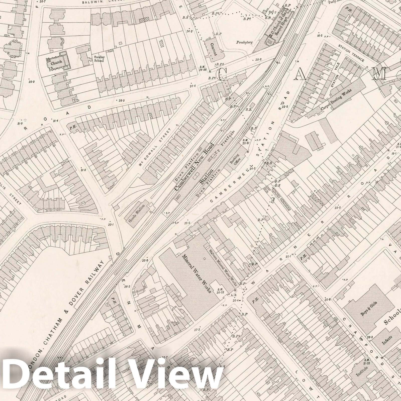 London, Sheet XI.35 - Survey Map, 1896 - Ordnance Survey Historical Print