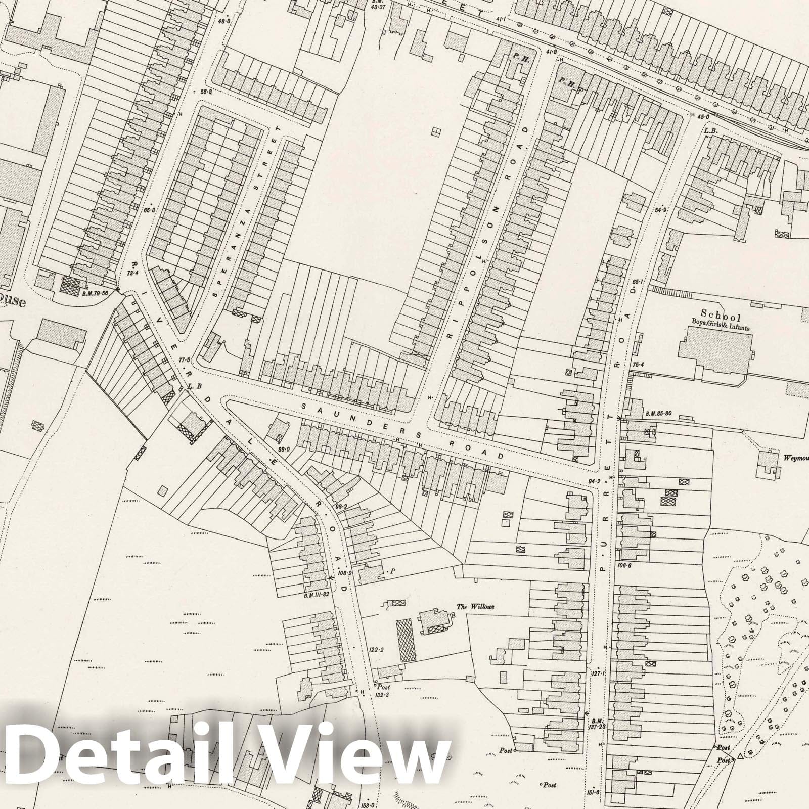 London, Sheet XII.19 - Survey Map, 1895 - Ordnance Survey Historical Print