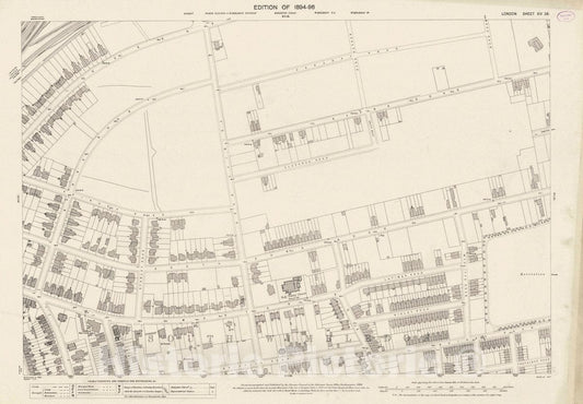 Historic Map : Ordnance Survey Maps, London, Five feet to The Mile. London Sheet XIV.28, 1895 City Atlas - Vintage Wall Art