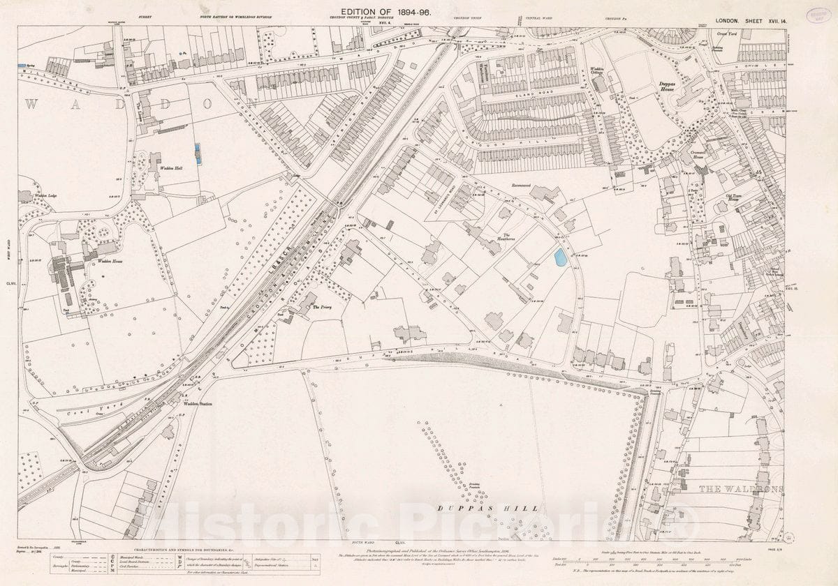 Historic Map : Ordnance Survey Maps, London, Five feet to The Mile. London Sheet XVII.14, 1896 City Atlas - Vintage Wall Art