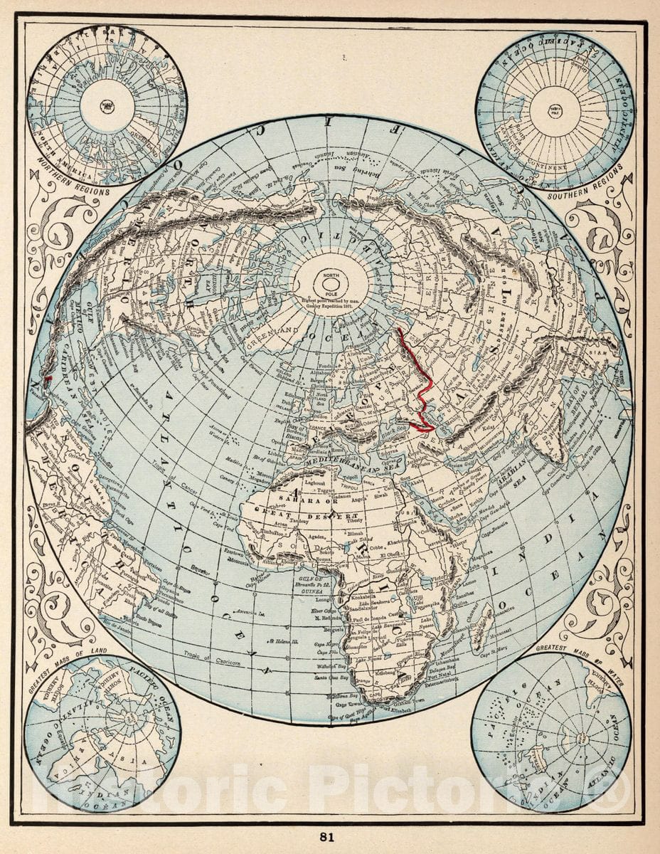 Historic Map : (Hemispheres). (to accompany) The Columbian World's Fair Atlas Published for: Wood Brothers Cash Store Unadilla, New York, 1893 Atlas - Vintage Wall Art