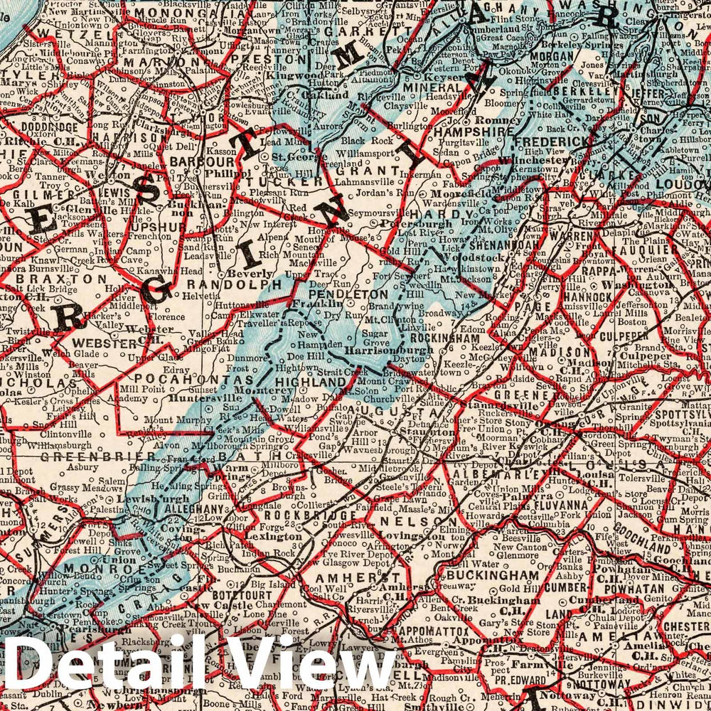 Historic Map : Virginia, West Virginia, Maryland & Delaware, 1893 Atlas - Vintage Wall Art