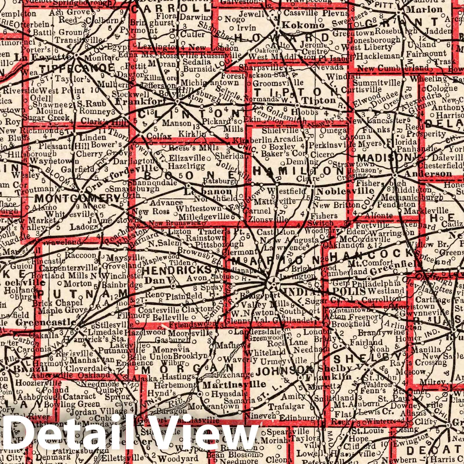 Indiana - Boundary Map, 1893 - Columbian World's Fair Atlas Print