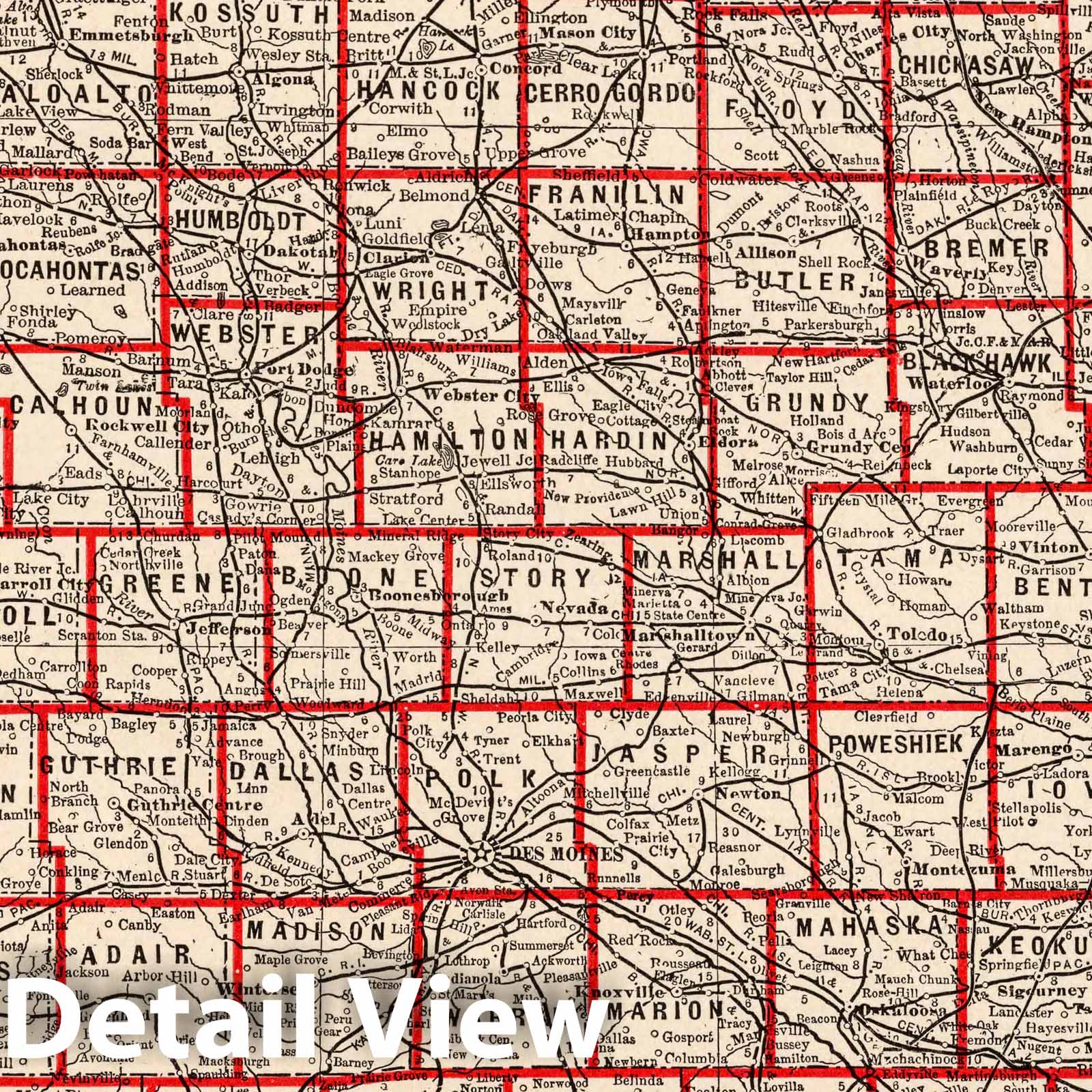 Iowa - Boundary Map, 1893 - Historical Map Print