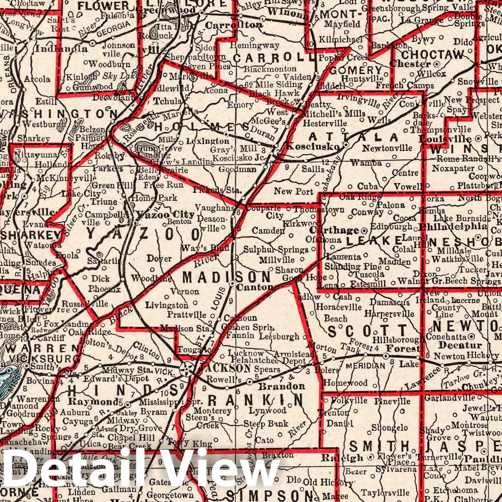 Mississippi - Boundary Map, 1893 - Columbian World's Fair Atlas Print