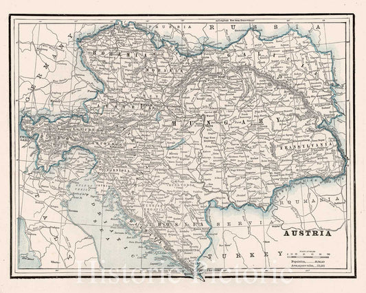 Austria, 1893 - Historical Map Print from Columbian World's Fair Atlas