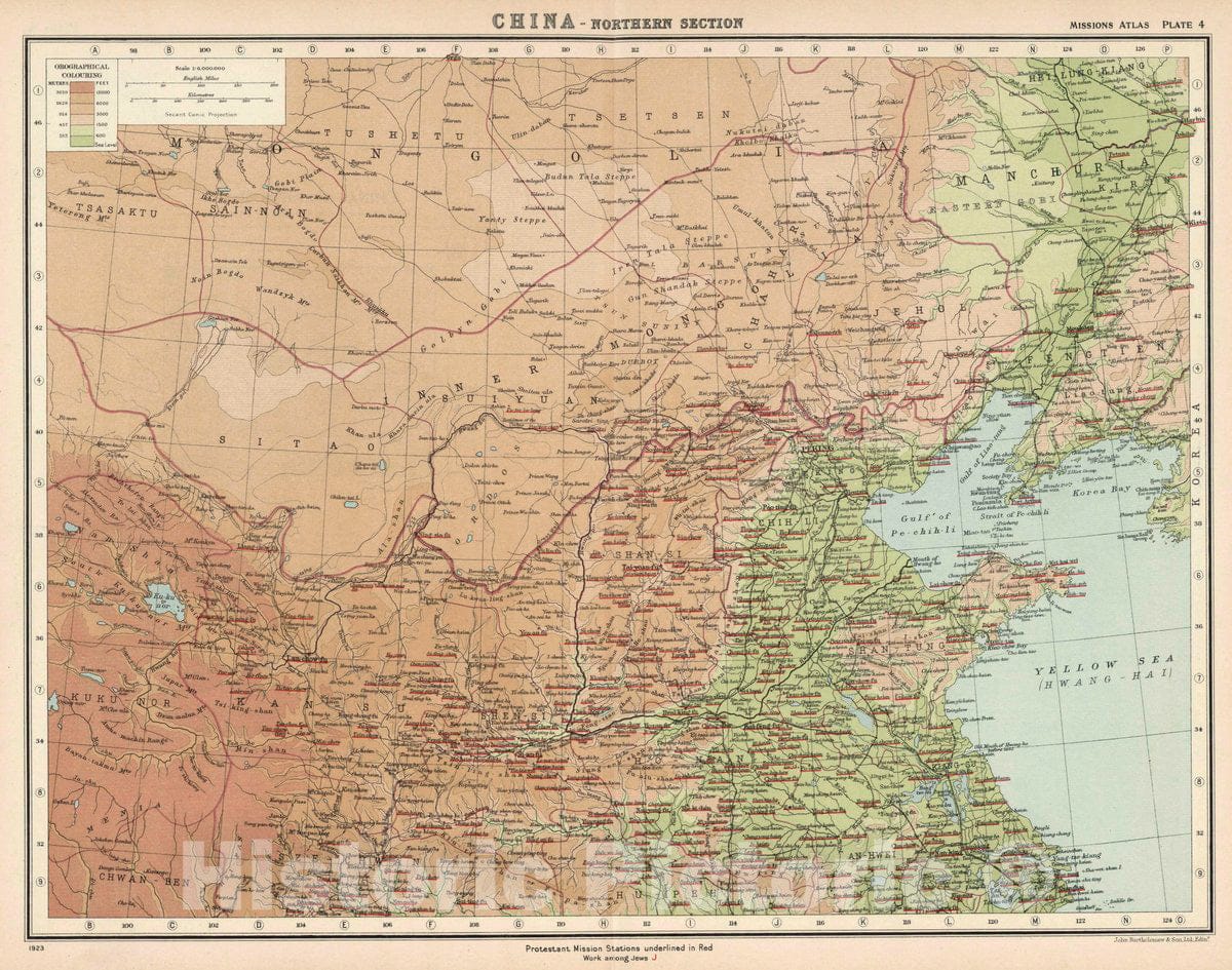Historic Map : Plate 4. China - Northern Section, 1923 Atlas - Vintage Wall Art
