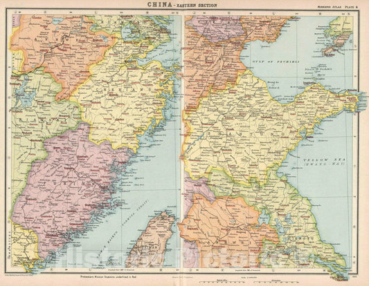 Historic Map : Plate 6. China - Eastern Section, 1923 Atlas - Vintage Wall Art
