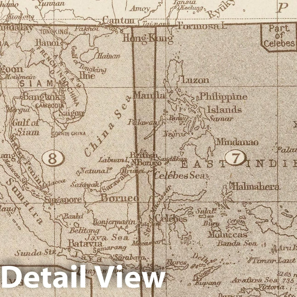 Historic Map : Index Map: Farther India and East Indies - Eastern Section, 1923 Atlas - Vintage Wall Art