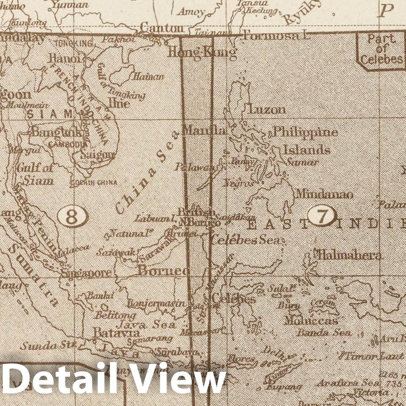 Farther India and East Indies - Eastern Section, 1923 - Historical Map Print