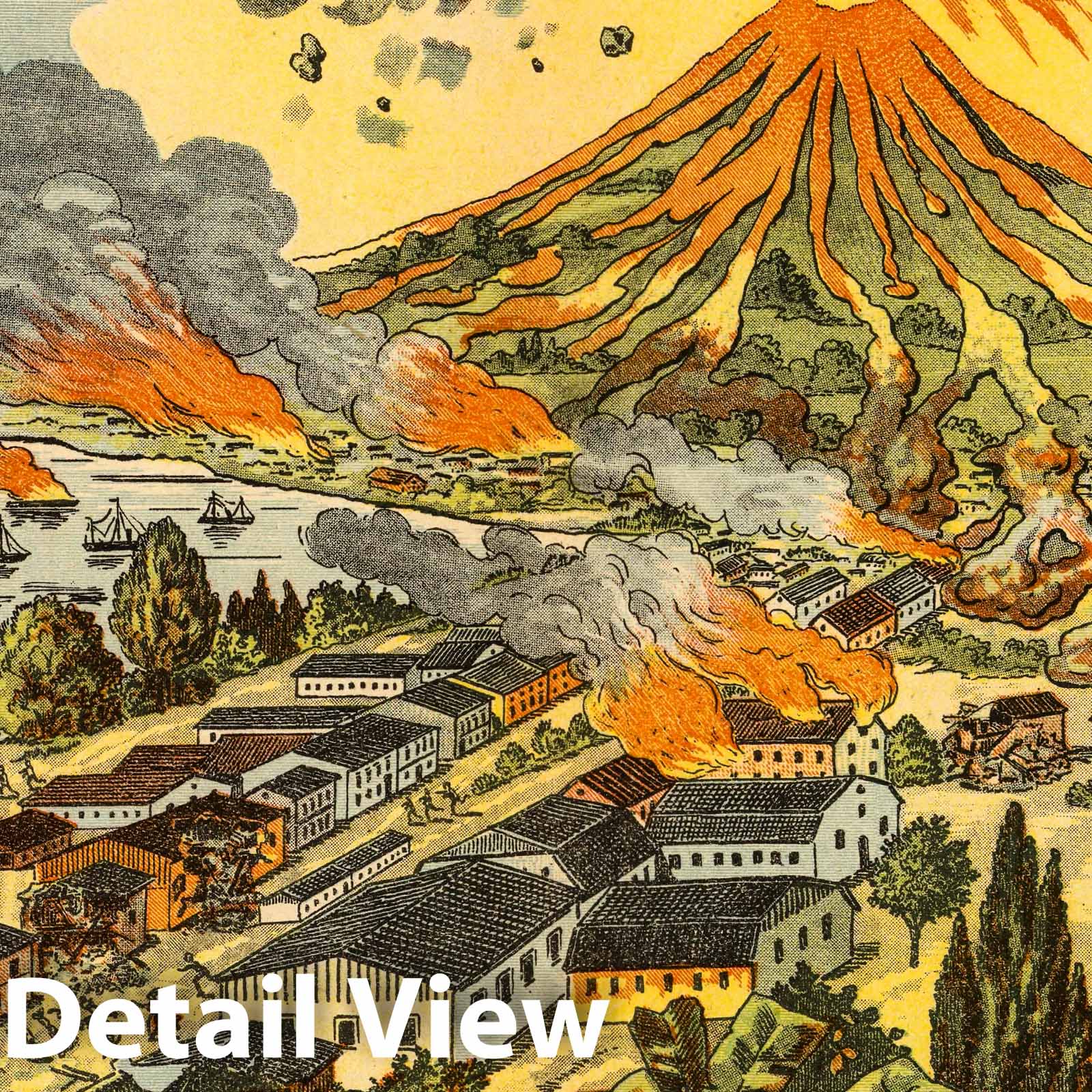 Martinique - Pictorial Map, 1903 (Mount Pelée Eruption)