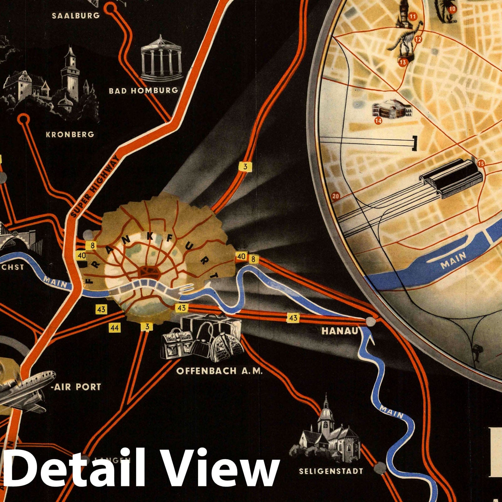 Frankfurt and Rhine-Main Area - Pictorial Map, 1960