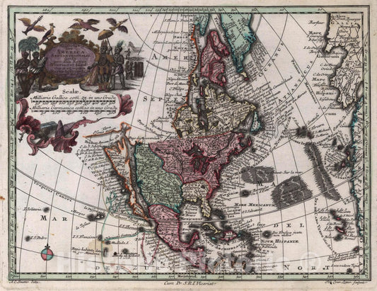 Historic Map : Novus Orbis Sive America Meridionalis et Septentrionalis, (California as an Island), 1730, Matthaus Seutter, Vintage Wall Art