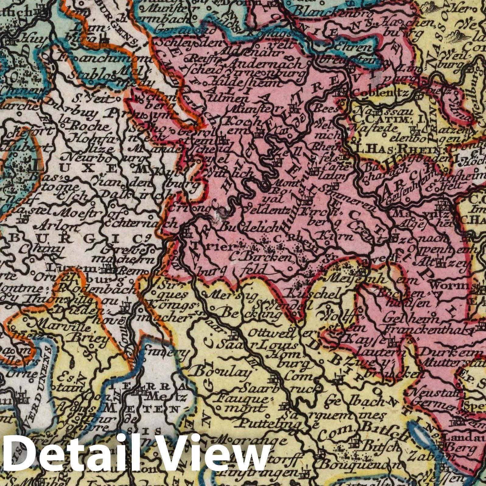 Rhine, Moselle and Meuse Rivers Region - Celestial Map, 1744
