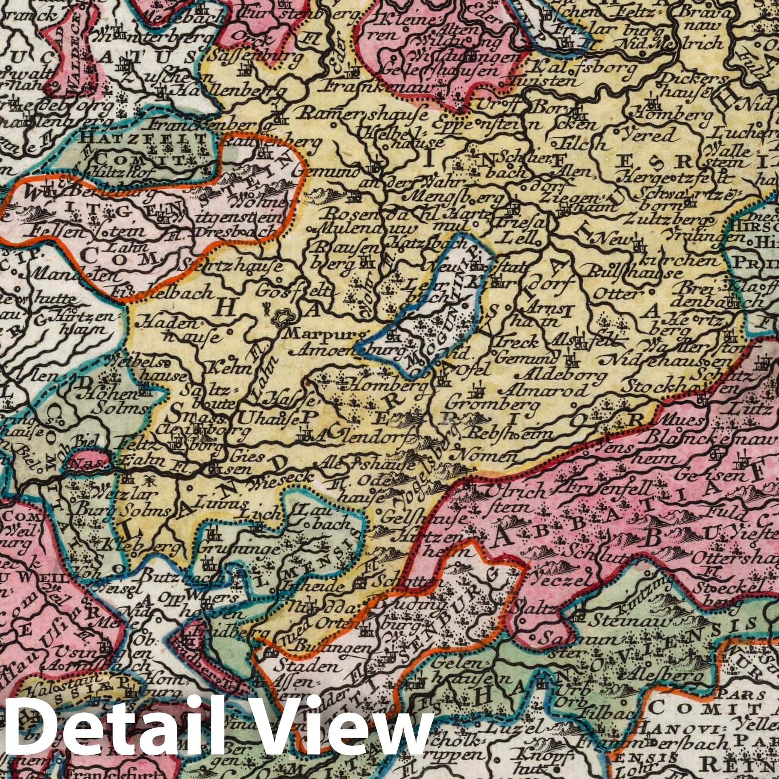 Upper Rhine Circle: Hessen-Kassel, Darmstadt, and Fulda - 1744 Historical Map