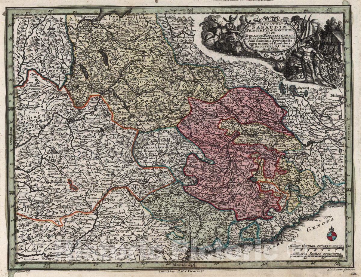 Historic Map : Italy, Ducatus Sabaudiae, Princip. Pedemontium ut et Ducatus Montisferrati : in suas Dition. et Territ. determin, 1744 Atlas , Vintage Wall Art