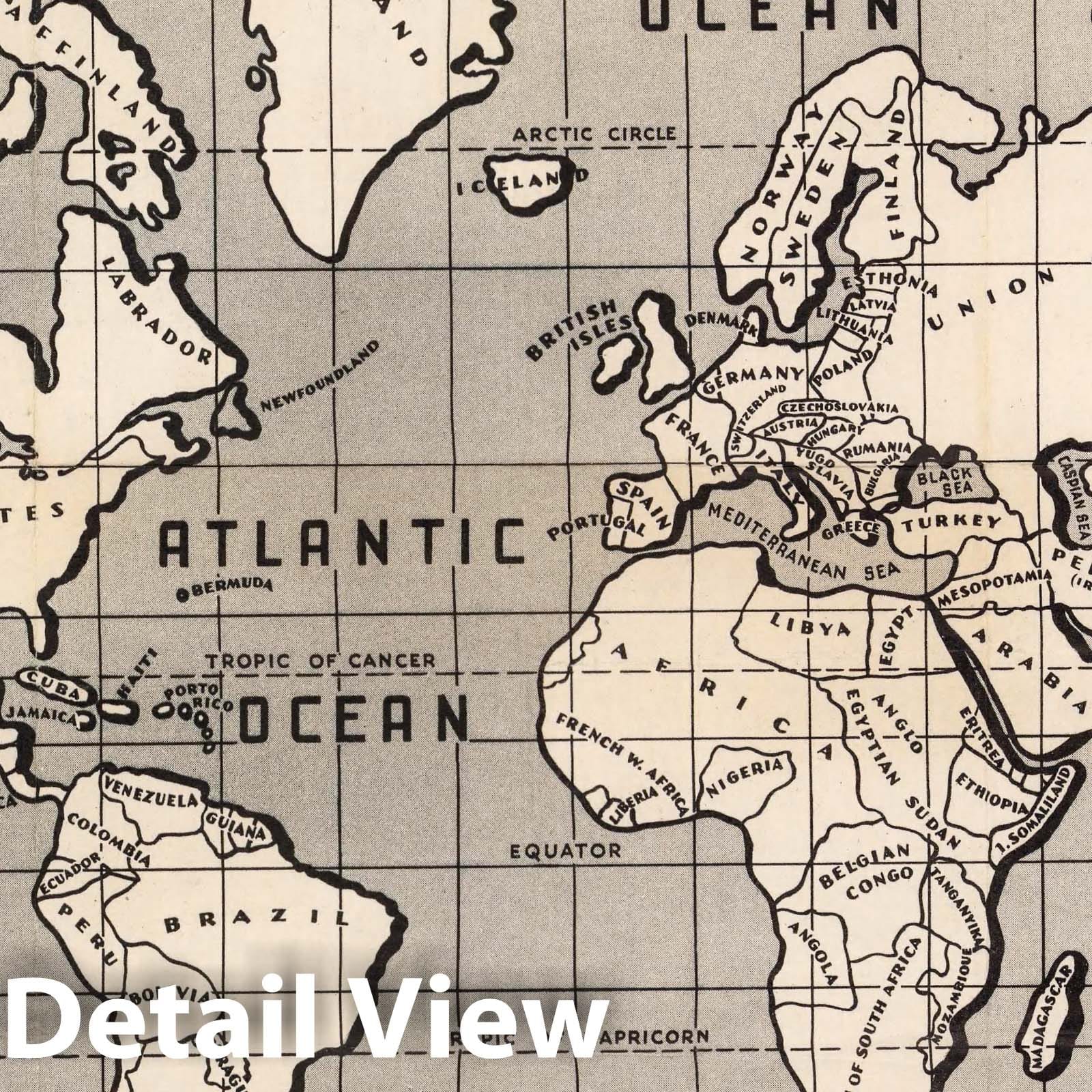 World - Pictorial Map, 1934 - Historical Map Print