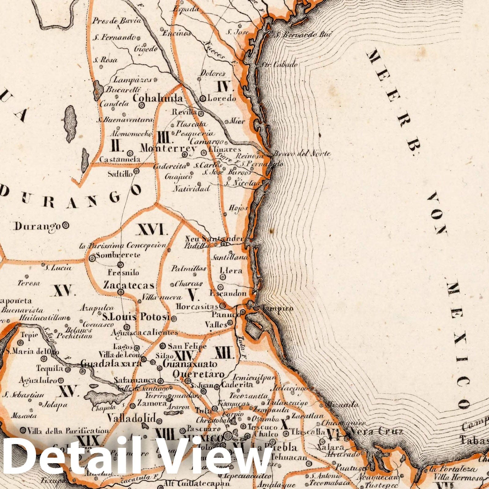 Mexico and Central America, 1830 - Historical Map Print