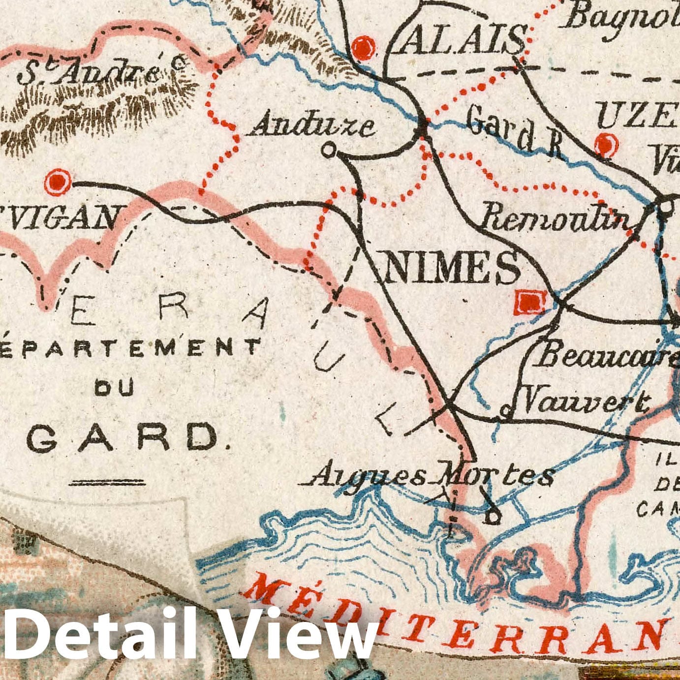 Gard, France - Pictorial Map, 1885 - Historic Map Reproduction