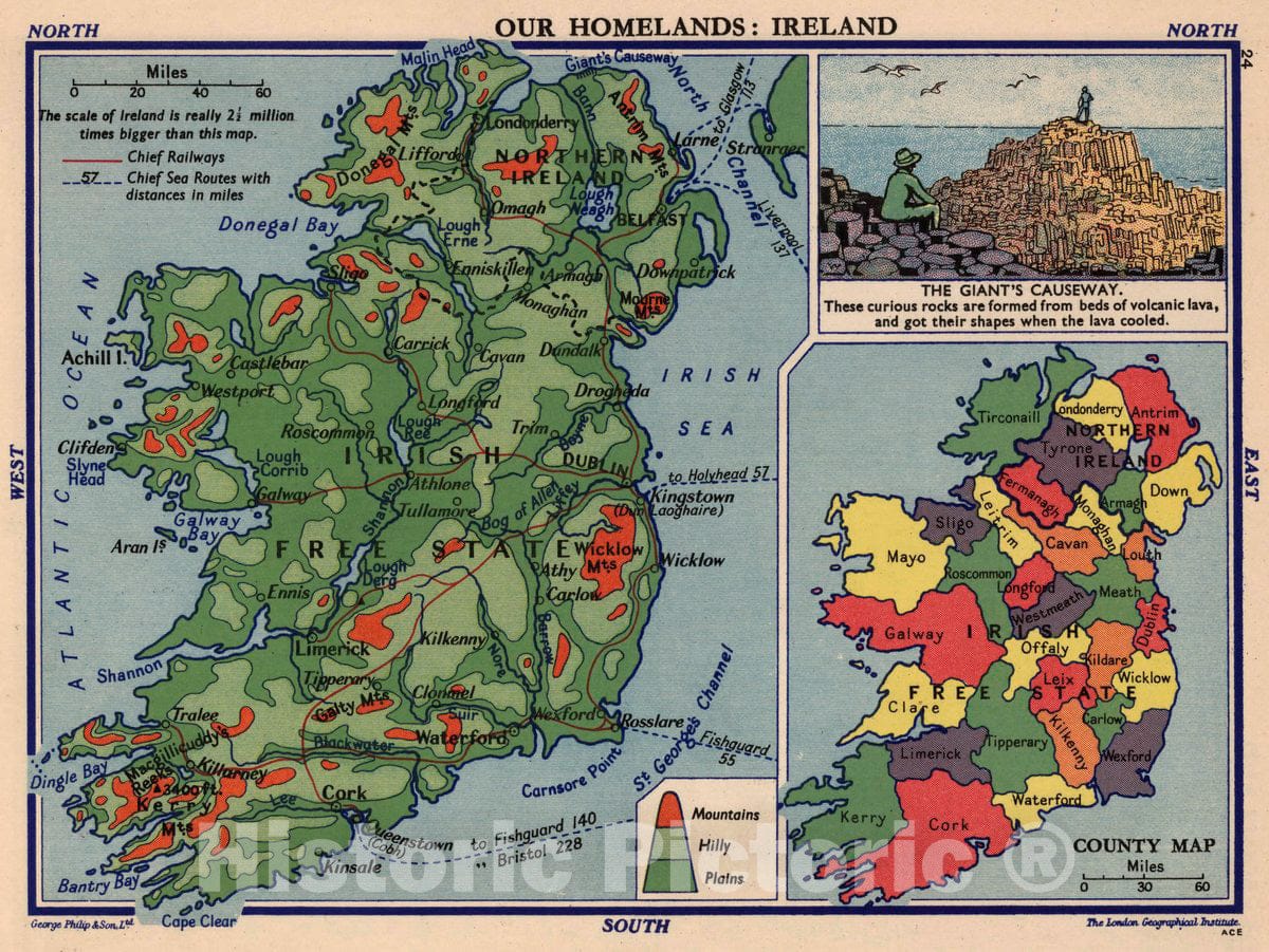 Historic Map : Our Homelands: Ireland, 1935 - Vintage Wall Art