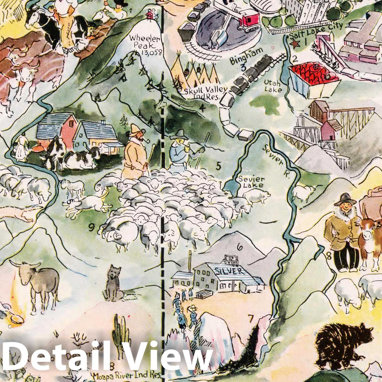 Nevada and Utah - Pictorial Map, 1932