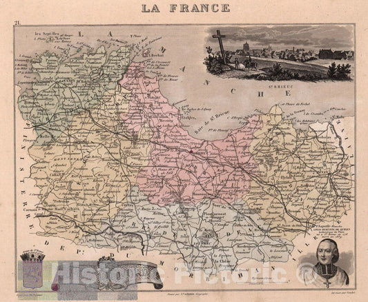 Historic Map : Cotes-du-Nord, 1869 Atlas - Vintage Wall Art