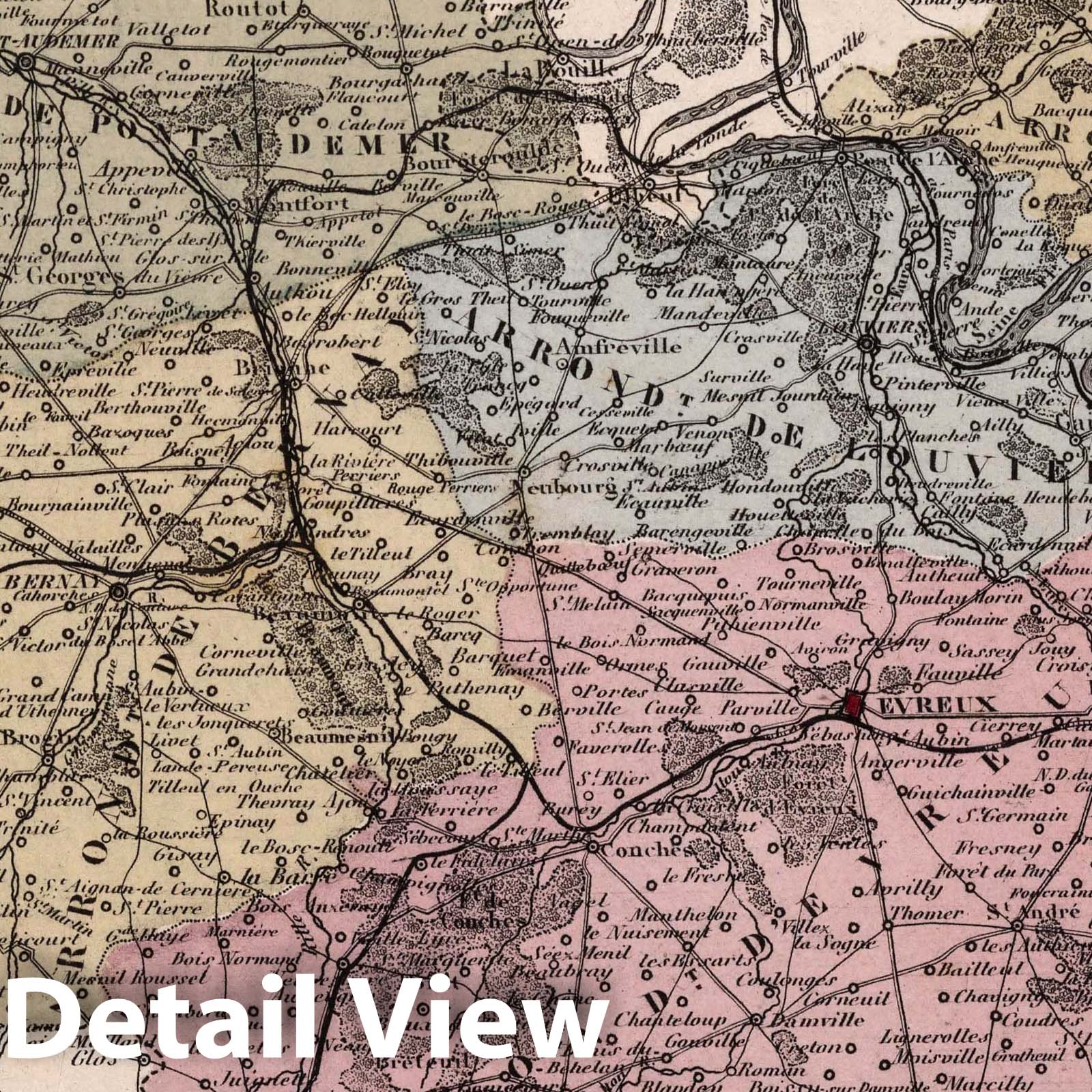 Eure, France - Department Map, 1869 - Historical Map Print