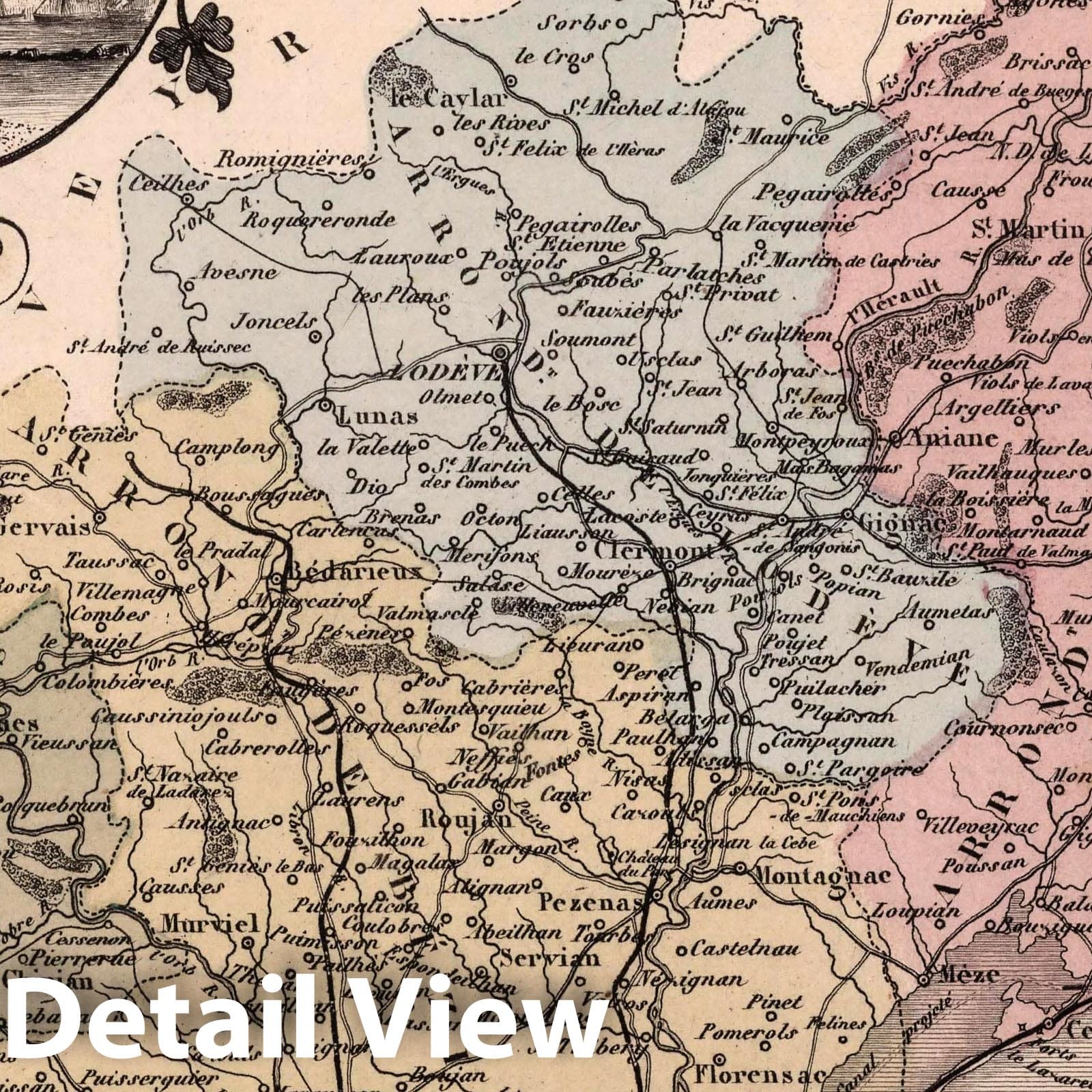 Herault, France - Department Map, 1869 - Historical Map Reproduction