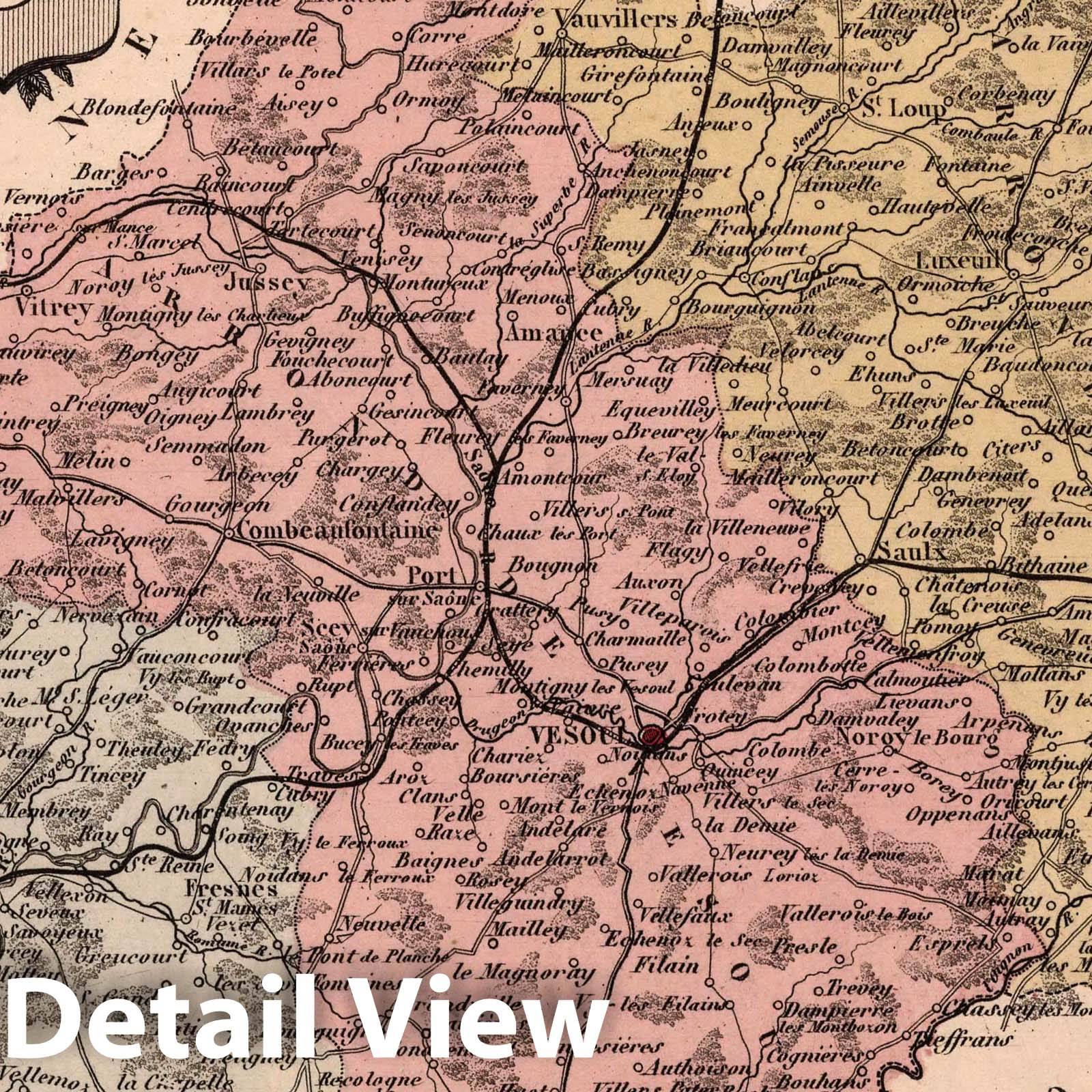 Haute-Saone, France - Department Map, 1869 - Historical Map Print
