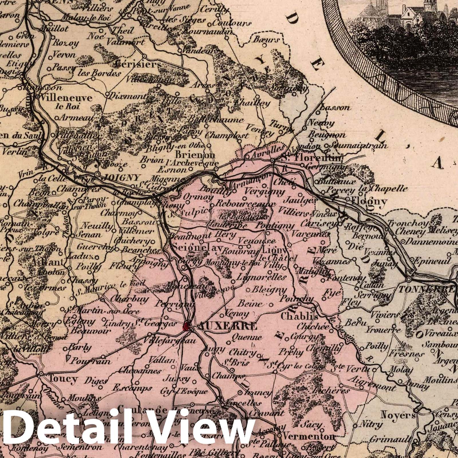 Yonne, France - Department Map, 1869 - Historical Map Print