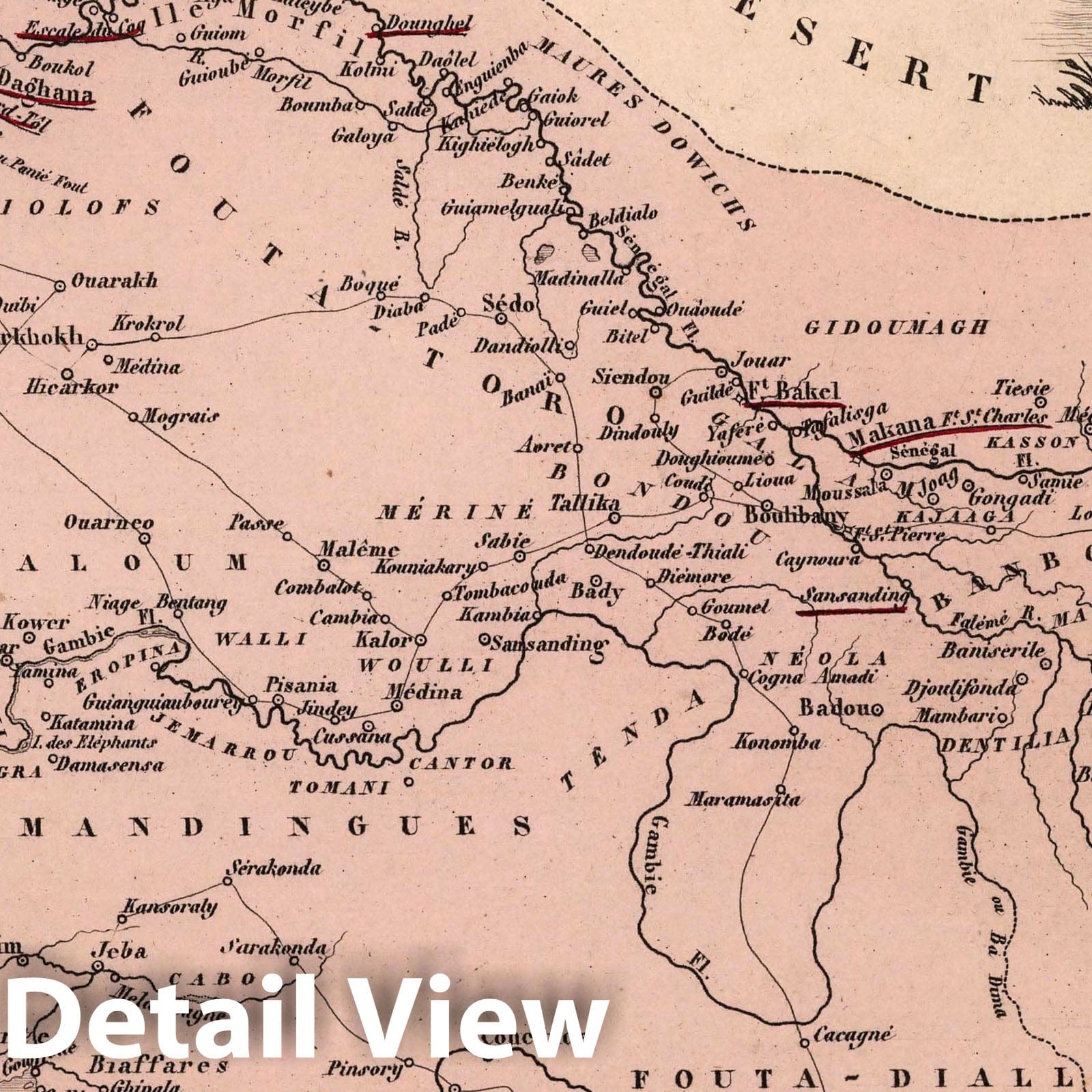 Senegal, 1869 - Historical Map Print from La France et ses Colonies