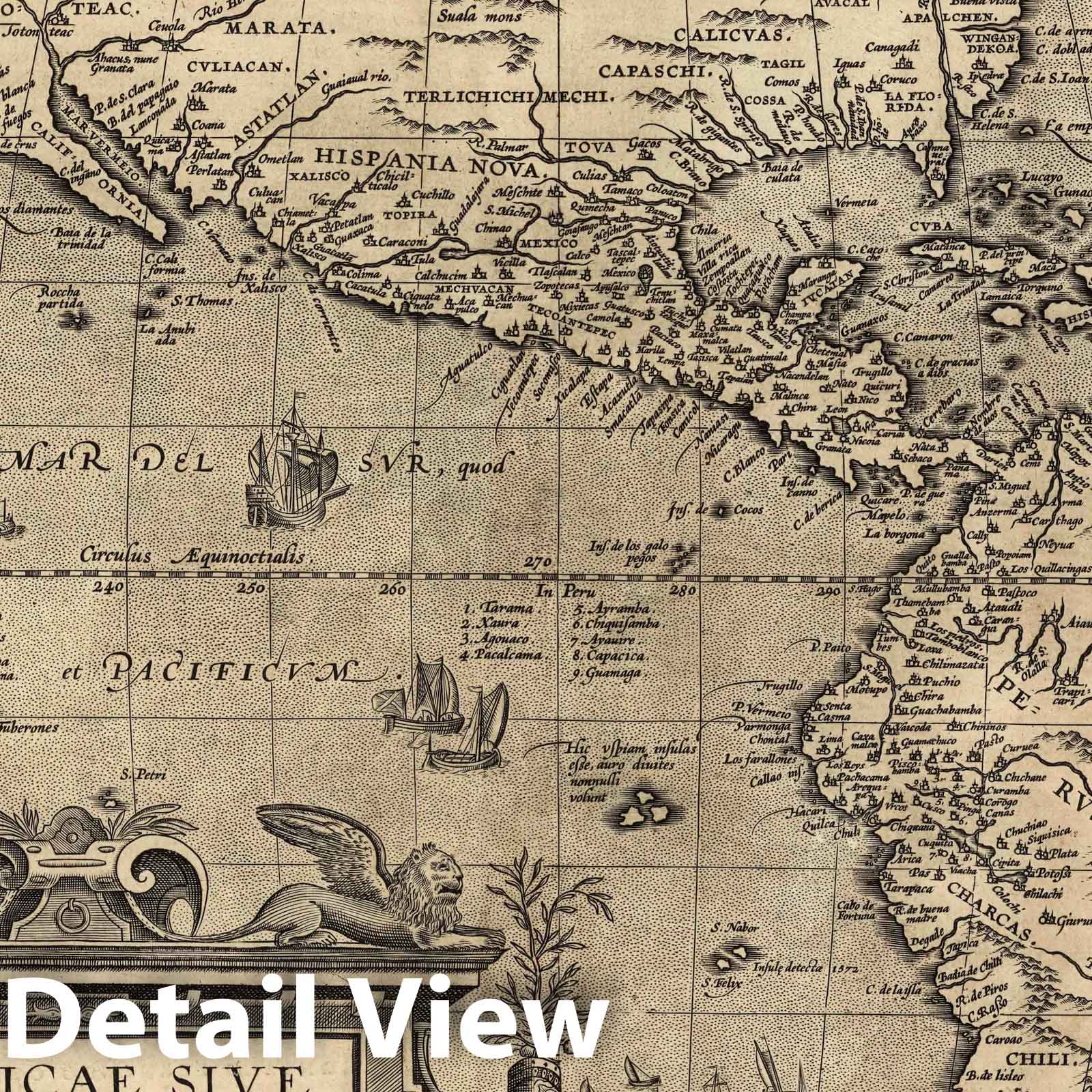 America, 1587 - Ortelius Historical Map Print