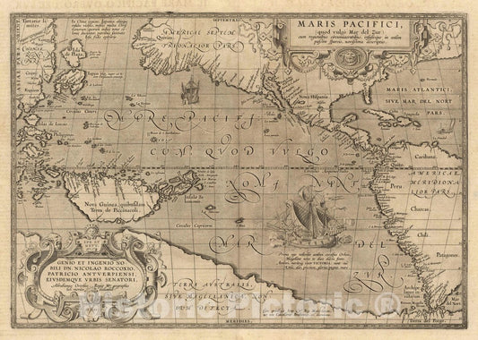 Historic Map : Maris Pacifici, (Quod vulga Mar del Zur) Cum regionibus circumiacentibus, insulisque in eodem passim sparsis, novissima descriptio, 1589 AtlasVintage Wall Art