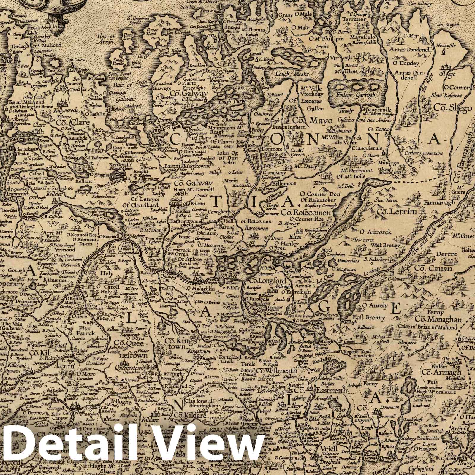 Ireland 1608 - Historical Map Print by Boazio