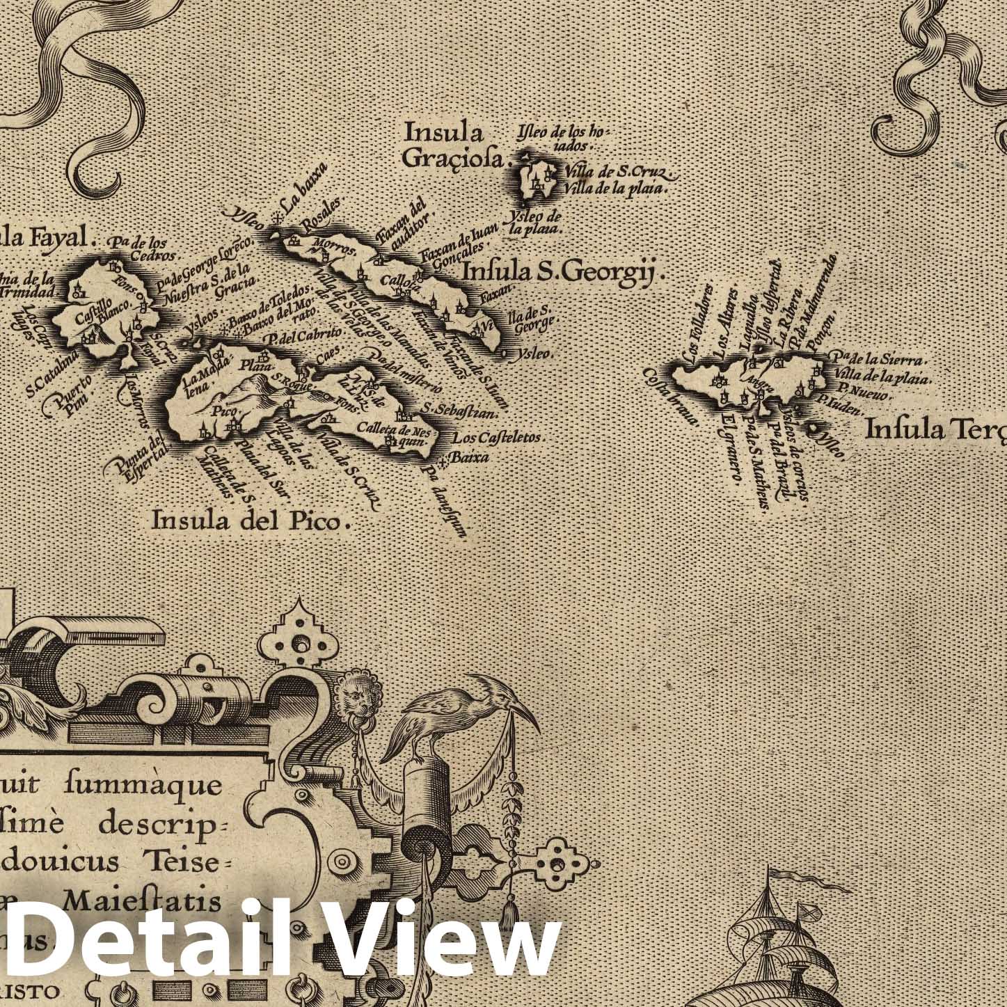 Azores, 1608 - Historical Map Print from Ortelius Atlas