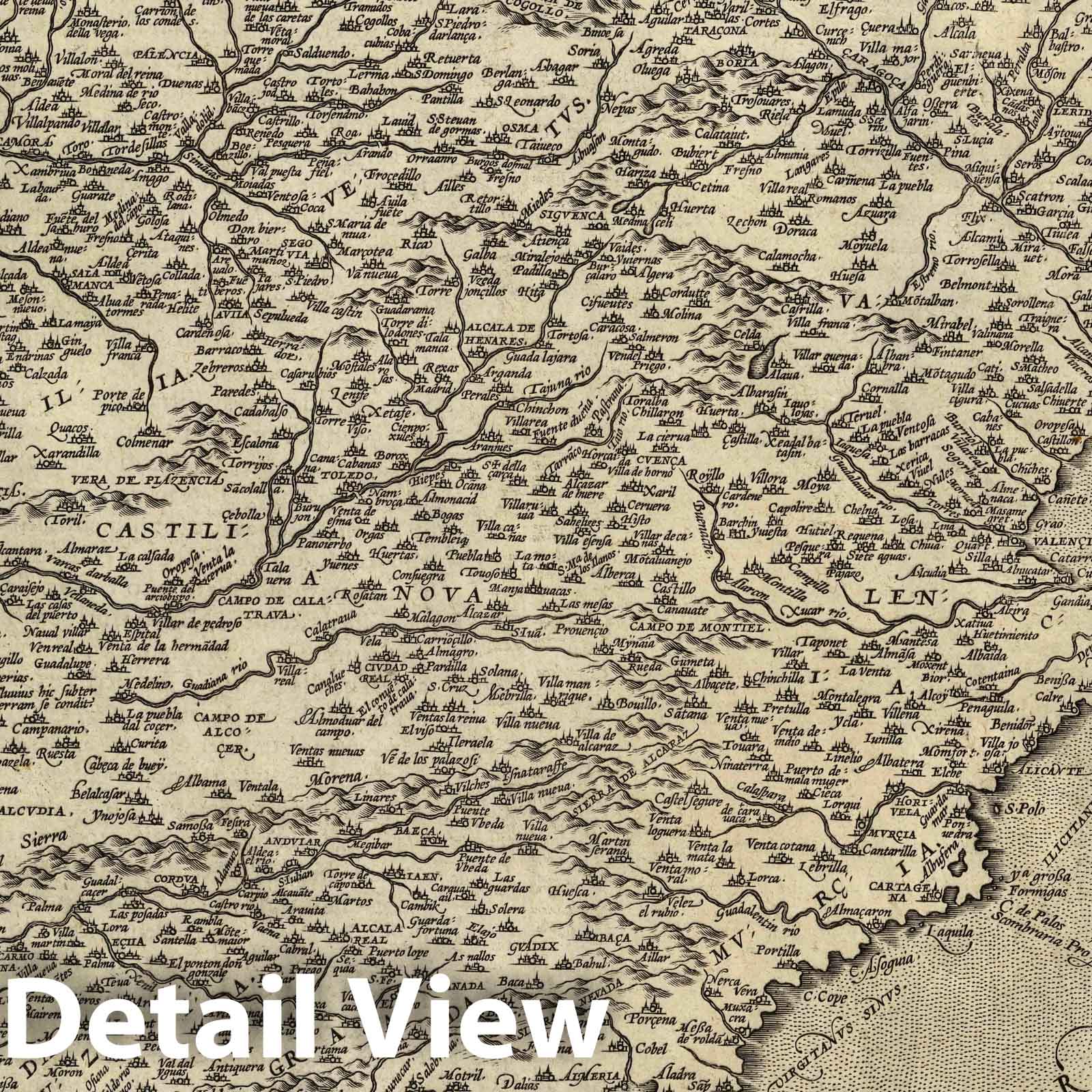 Spain, 1608 - Historical Map Print from Ortelius Theatro Del Mondo
