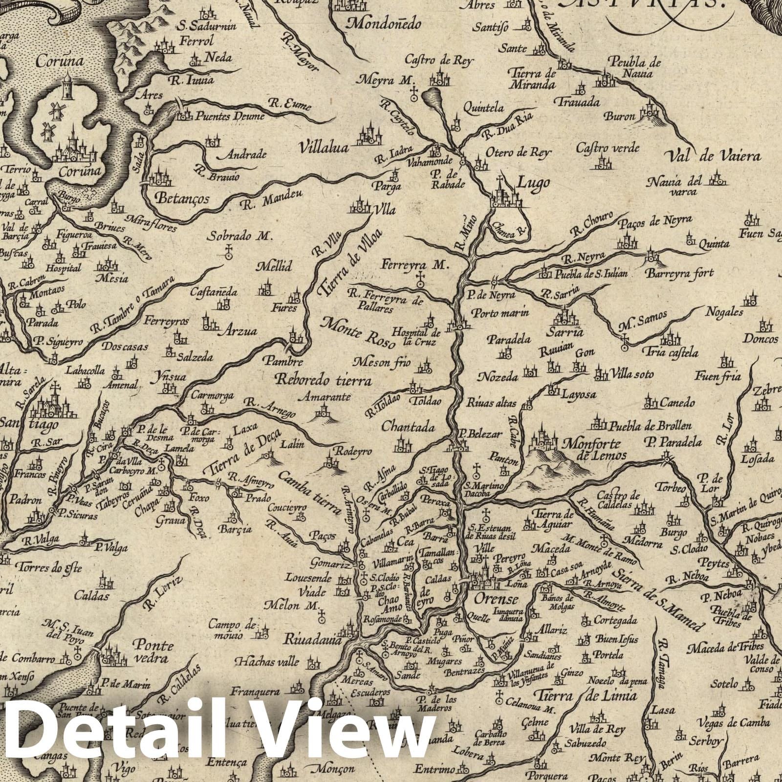 Galicia, Spain 1603 - Historical Map Reproduction from Ortelius Atlas