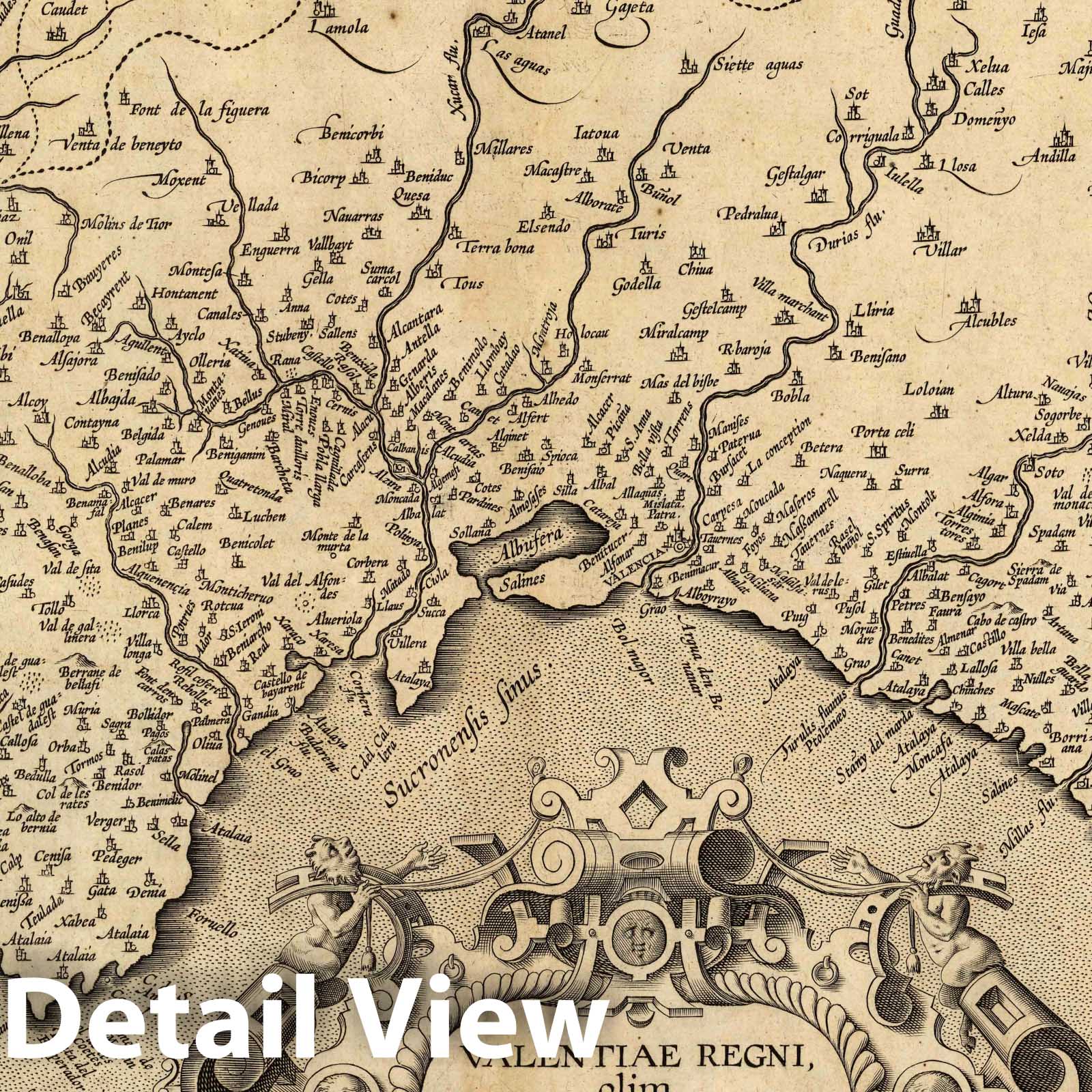 Valencia, Spain 1584 - Historical Map Print from Ortelius Theatrum
