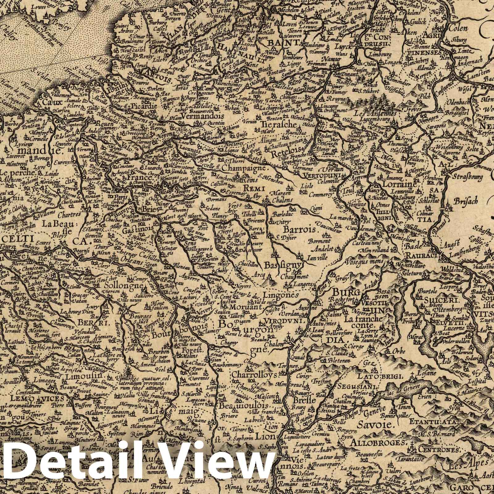 France 1608 - Ortelius Theatro Del Mondo Historical Map Print