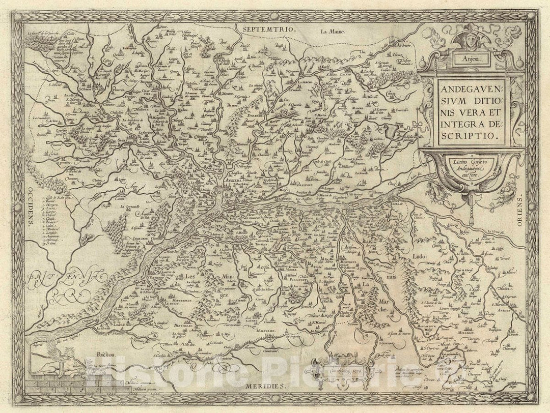 Historic Map : France, Maine-et-Loire Region, France Andegavensium Ditionis Vera Et Integra Descriptio, 1579, Vintage Wall Art