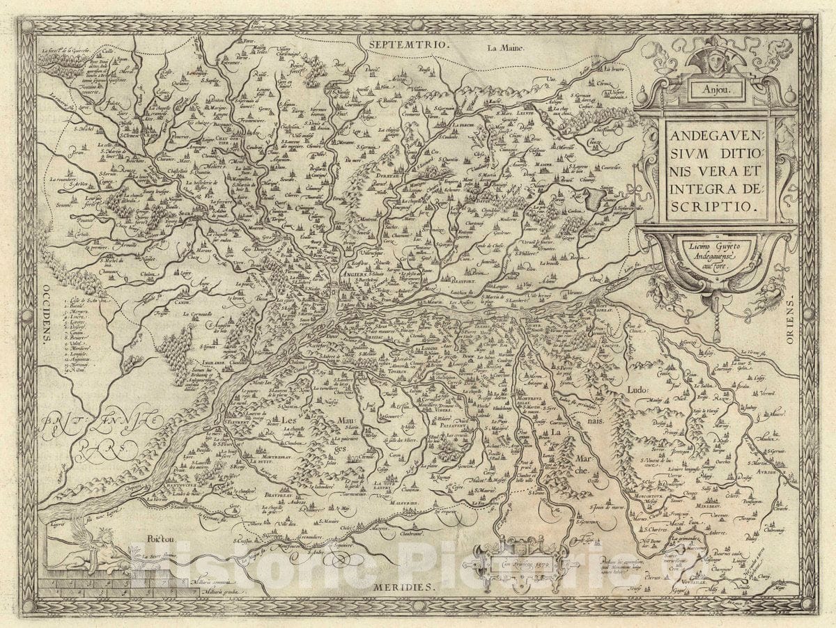 Historic Map : France, Maine-et-Loire Region, France Andegavensium Ditionis Vera Et Integra Descriptio, 1579, Vintage Wall Art