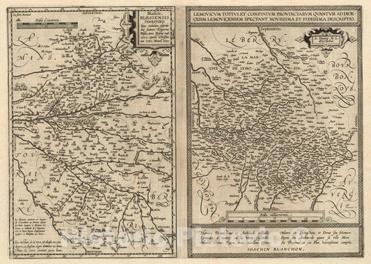 Historic Map : France , Blois, France, (31) Blaisois. Blesiensis (with) Lemovicum, 1608 Atlas , Vintage Wall Art