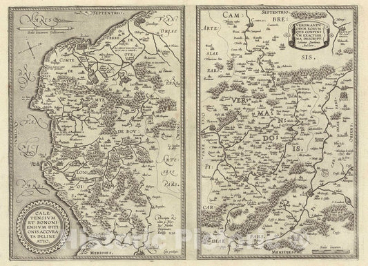 Historic Map : France , Calais France, (32) Caletensium (with) Veromanduorum, 1608 Atlas , Vintage Wall Art