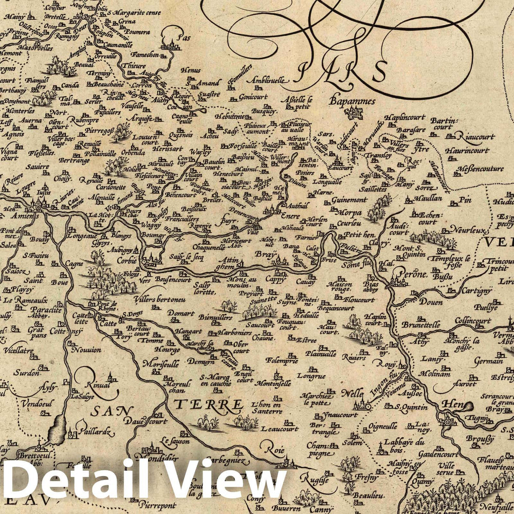 Historic Map : France, Picardie, France Picardiae Belgicae regionis Description. Joanne Surhonio auctore 1579, Vintage Wall Art