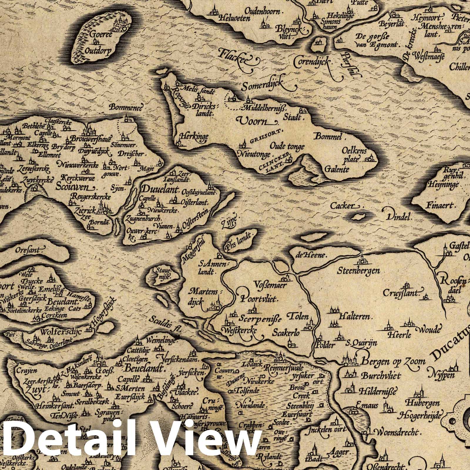 Zealand Islands, 1608 - Ortelius Theatrum Mundi Historical Map Print