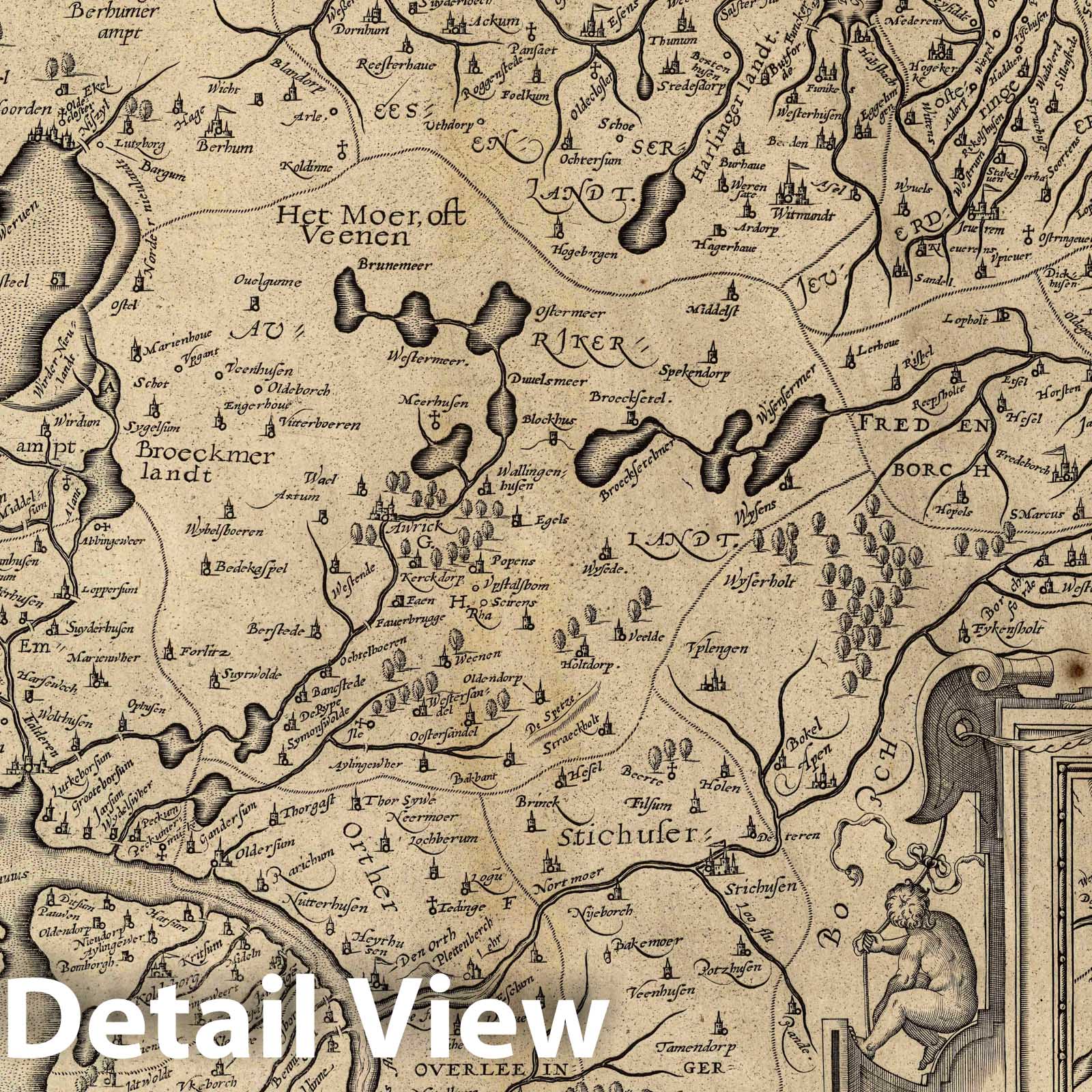 Frisia Orientalis, 1608 - Historical Map Print from Ortelius Theatro Del Mondo