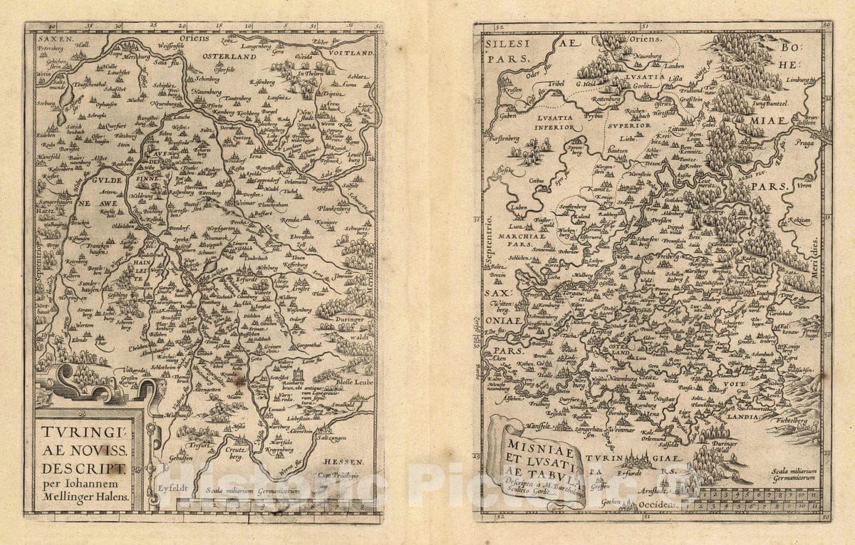 Historic Map : 1608 (63) Turingiae (with) Misniae. - Vintage Wall Art