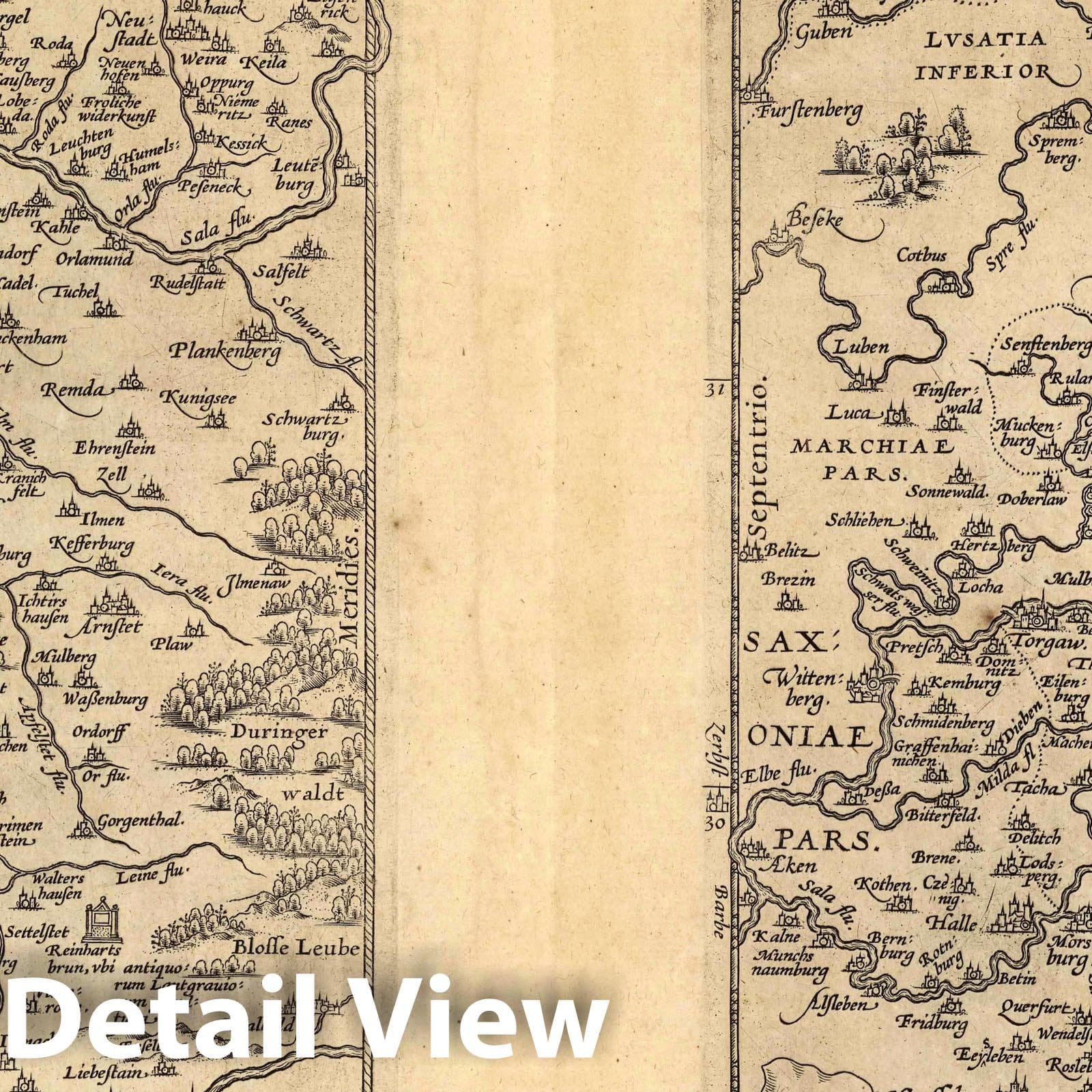 Thuringia and Meissen, 1608 - Historical Map Print